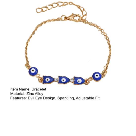 Evil Eye Bracelet Hand of Fatima Women Bracelet Adjustable Chain Blue Evil Eye