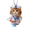 Playful Cartoon Feline Nurse Car Decoration Acrylic Hanging Charm With Sturdy Rope For Christmas Tree And Door Decoratio