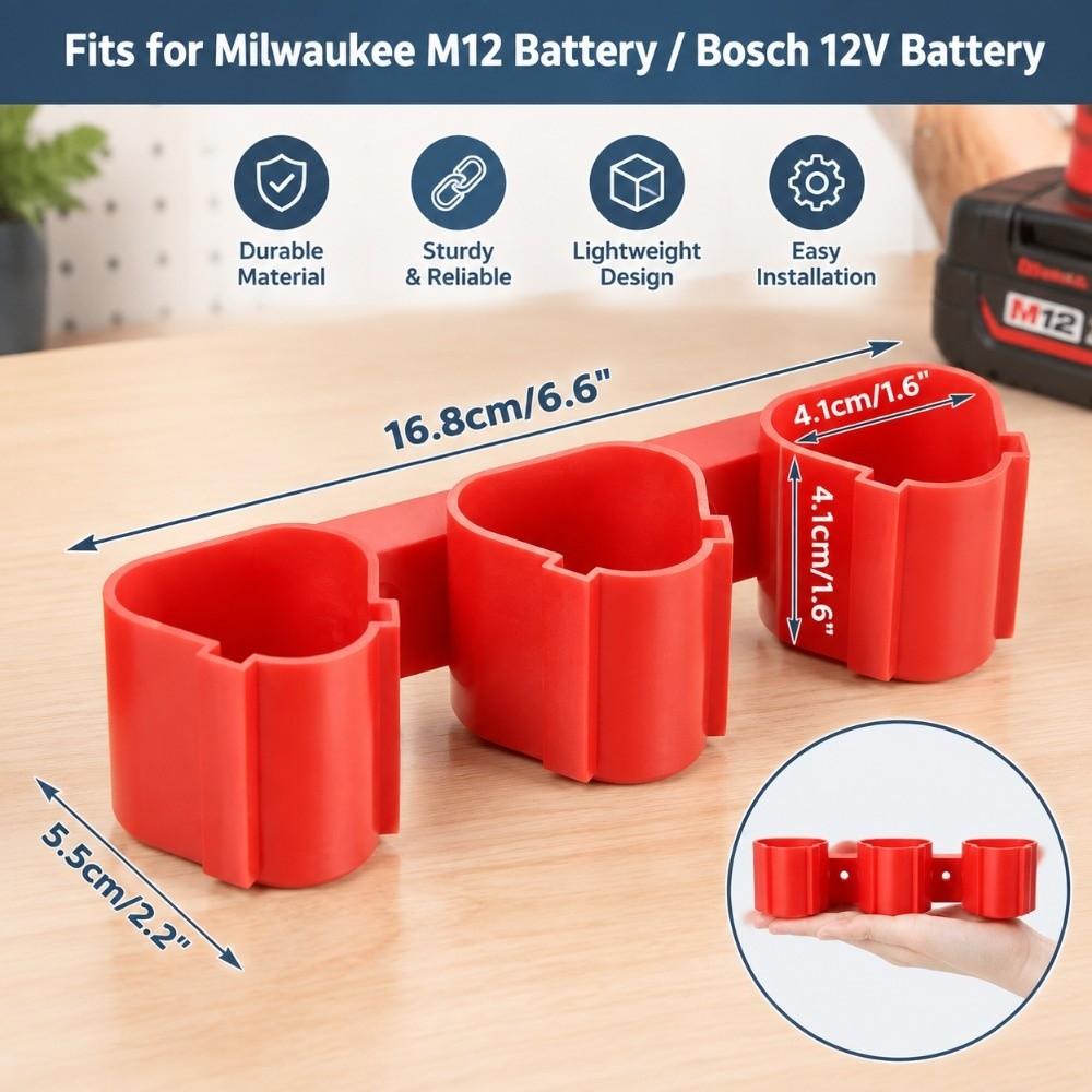 2pcs Storage Rack Design Wall Mount Battery Rack 12V Compatible Tool Storage Rack  For Milwaukee M12