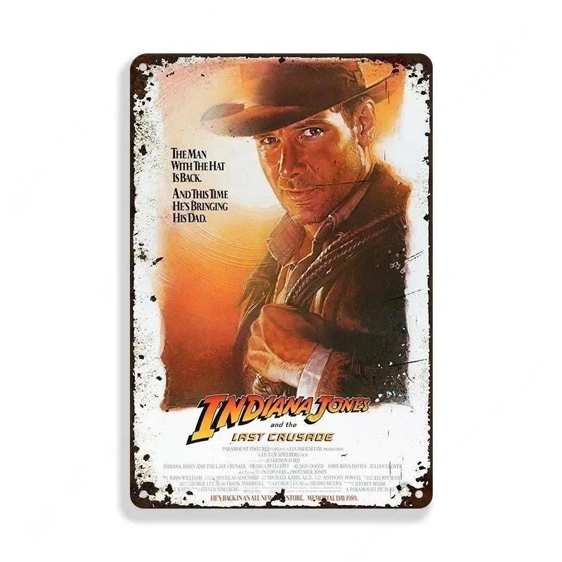 Classic Movie Tinplate Poster Indiana Jones Metal Sign Retro Industrial Wall Decor Plaque Bar Garage Home Tin Sign Art Plates
