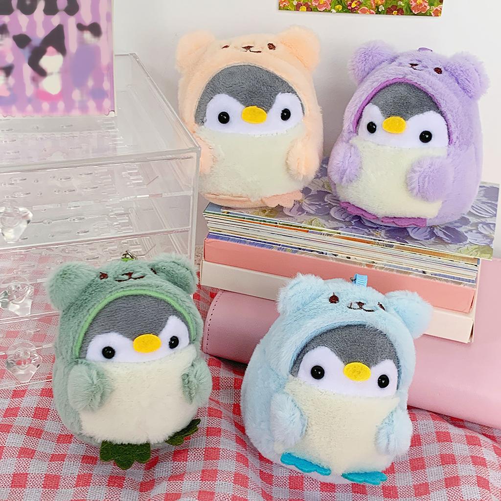 Cute Penguin Keychains Mini Cute Stuffed Penguin in Bear Costume Dressed Plush Toys Keychain for