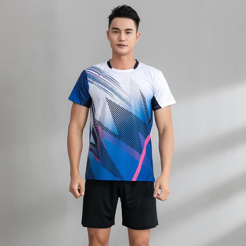 New Badminton Jersey Suit Women's Training Sports Printing Short-sleeved Jersey Competition Special Air Volleyball Clothing Men