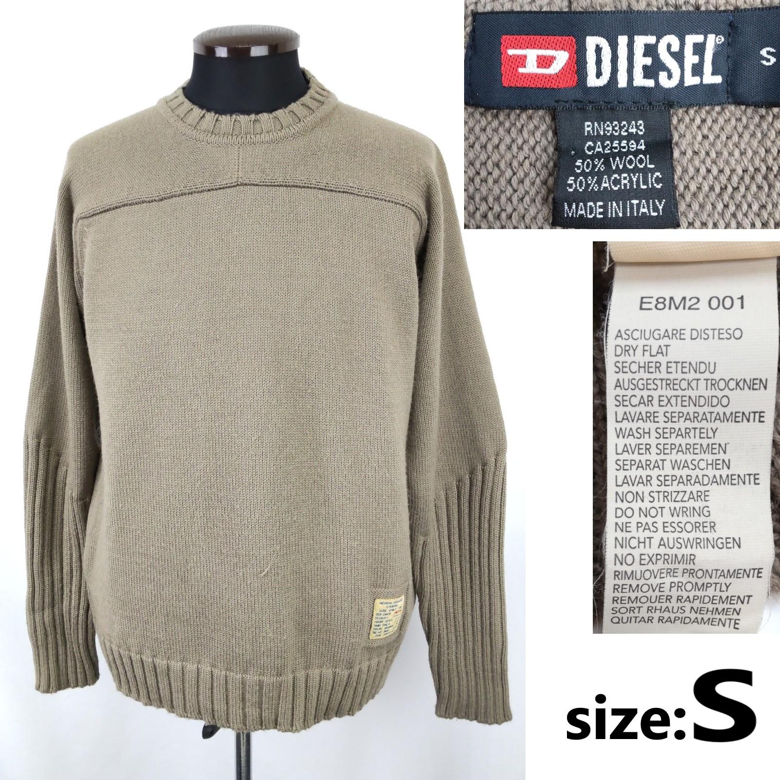 

Excellent Condition Italy Vintage DIESEL Long Sleeve Acrylic Wool Sweater S Men Khaki(USED)