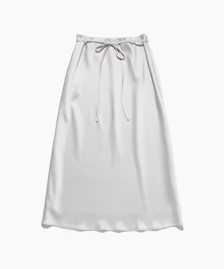 Tudment Satin Long Skirt_Light Gray