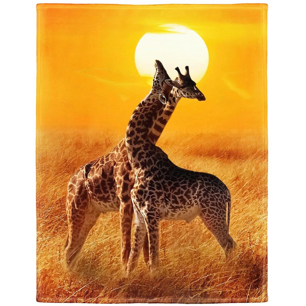 Giraffe Print Blanket Flannel Blanket for Sofa Office Bed Camping Travel Gift Blanket