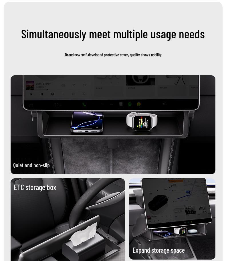 Tesla Model 3/Y Updated Under-Screen Rear Storage & ETC Holder Accessories