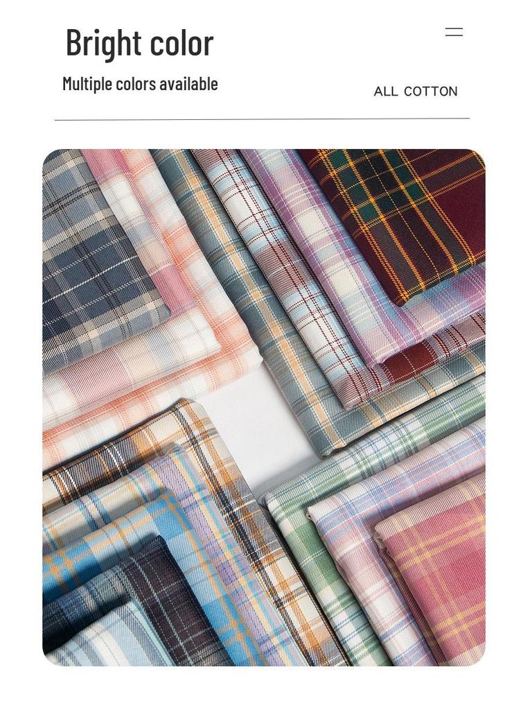 Plaid Japanese JK Pleated Skirt Fabric, Handmade DIY Scrunchie, Yarn-Dyed Polyester Scraps
