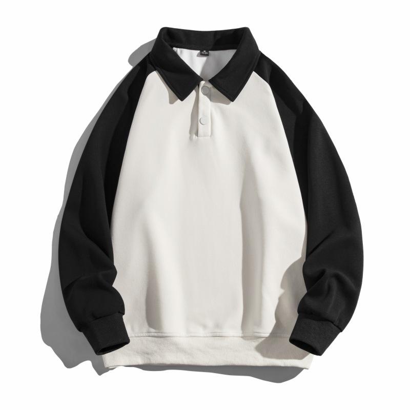 

Модная осенняя новинка, рубашка поло с длинными рукавами, верхняя куртка, однотонный универсальный свитшот с отворотом снизу, трендовый M