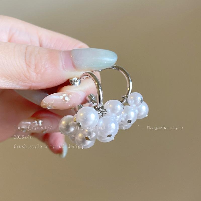 

Жемчужная подвеска C-образные серьги ретро легкая роскошь серьги-гвоздики нишевый темперамент высококлассные серьги женские