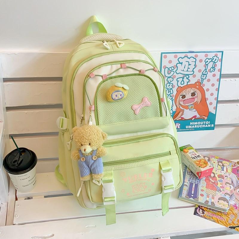 Schoolbag Japanese new cute little fresh girl make-up bag junior high school student college wind dopamine contrasting backpack