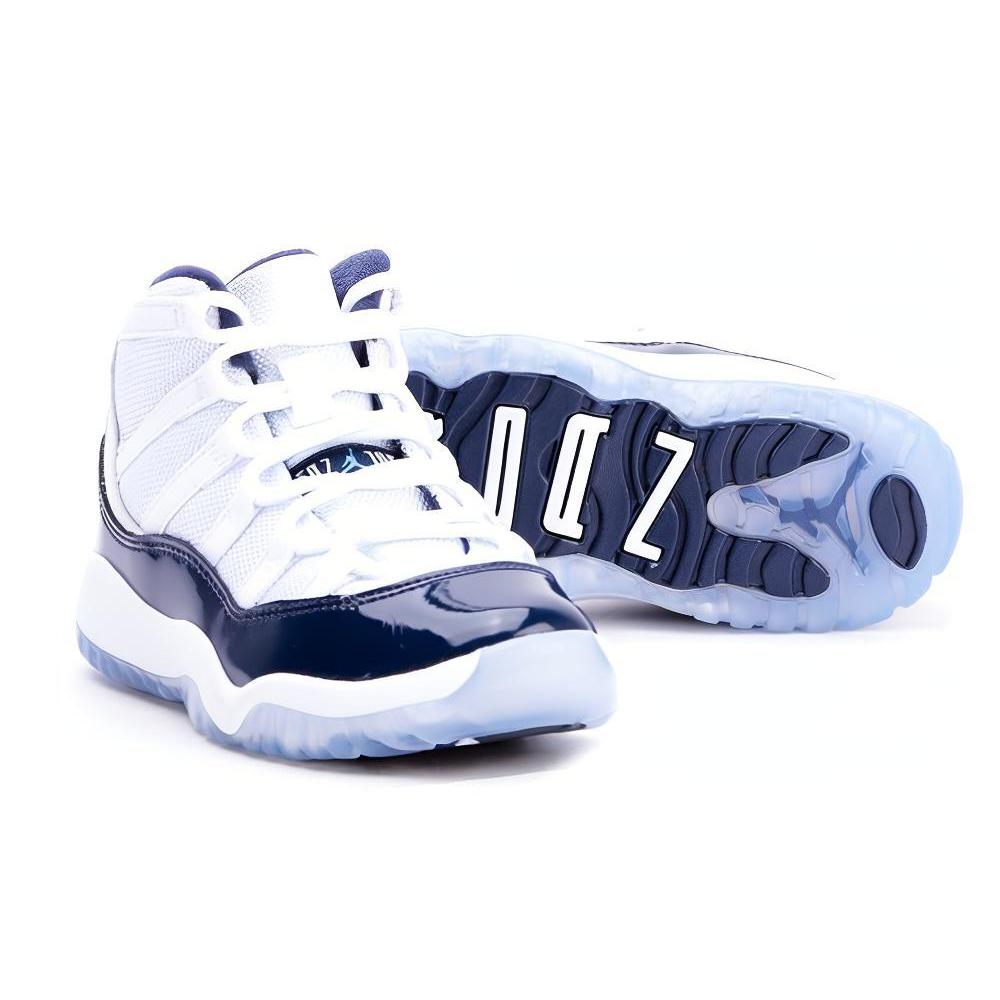 Air Jordan 11 Retro PreSchool 'Win Like '82' (Unisex) White / Midnight Navy-University Blue Kids' Basketball Shoes 378039 123