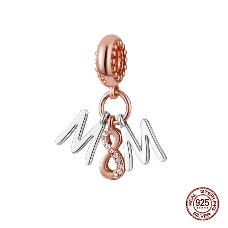 Copper Charms Great Love Mother Family Sister Pink Heart Tulip Cha Beads Fit Original Bracelet Diy Mother'S Day Jewelry Gift