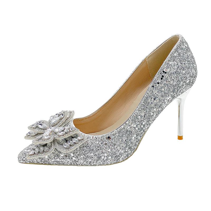 Red Crystal Wedding Shoes Women's Chinese Xiuhe Wedding Dress Two Wear Bridal Engagement Shoes Not Tired Feet Bow High Heels