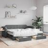 Vidaxl Extendable Sofa with Drawers, Dark Grey, 90X200 Cm, Fabric