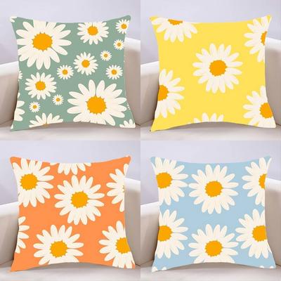 Flower Pattern Pillow Case Cushion Cover Soft Cute Throw Pillow Case For Car Sofa Pillowcase Polyester With Zipper