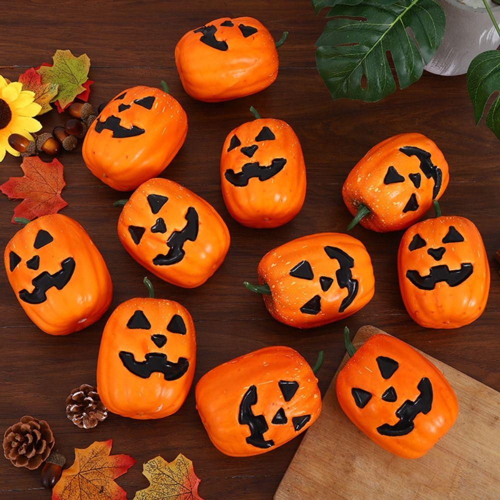 Cartoon Artificial Pumpkins Ornament DIY Handmade Craft Fake Pumpkins Model Thanksgiving
