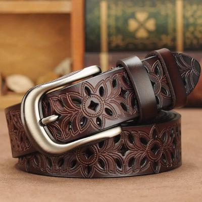 Vintage Pin Buckle Strap Jeans Hollow Belt Leather Belts for Woman Belt Waist Band