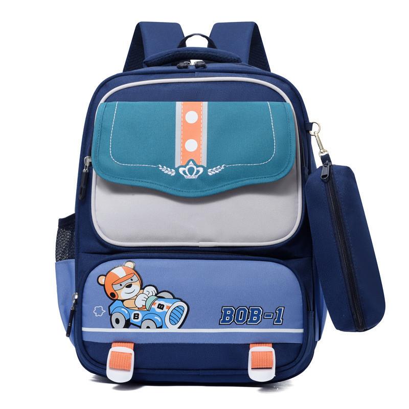 Новый детский рюкзак для начальной школы, большой вместимости, с пеналом, милый мультяшный рисунок BlueGreen