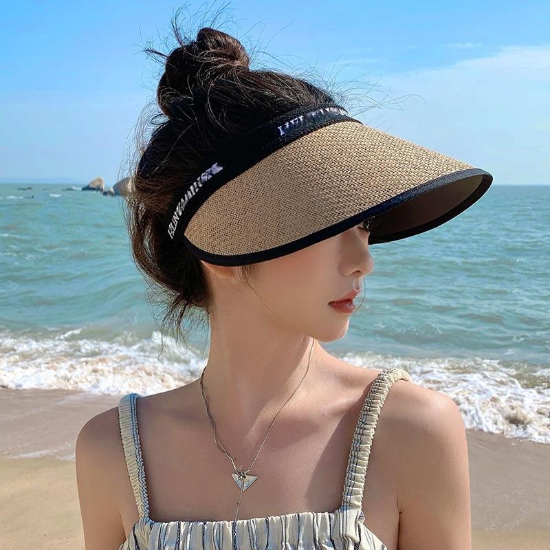 

Straw hat shading, flat top sun hat, straw top hat, summer seaside vacation sun hat, summer eaves one size fits all