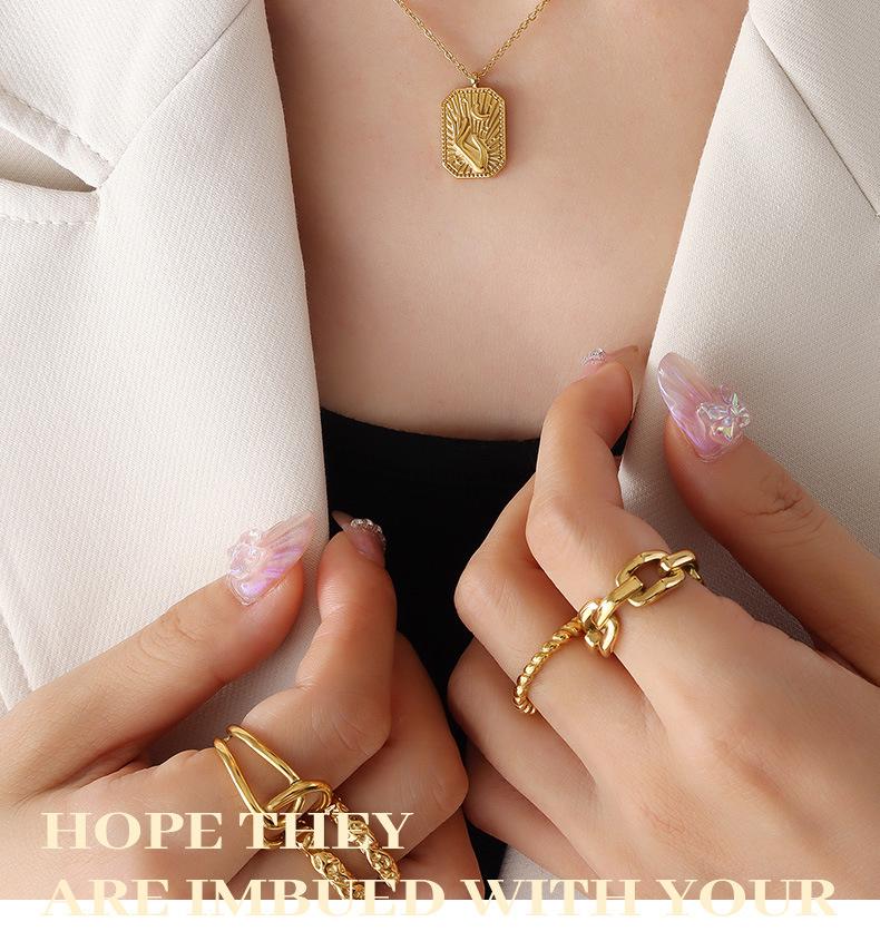 European Style Titanium Steel Moon Hand Gesture Pendant Necklace