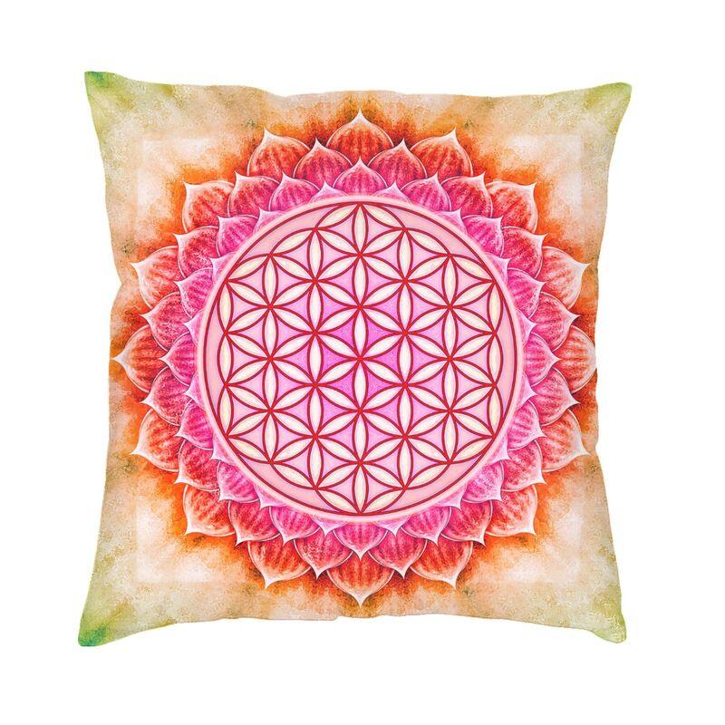 Sacred Geometry Flower Of Life Kuddfodral 45*45cm för vardagsrumssoffa Geometrisk Mandala Kuddfodral Sammets örngott