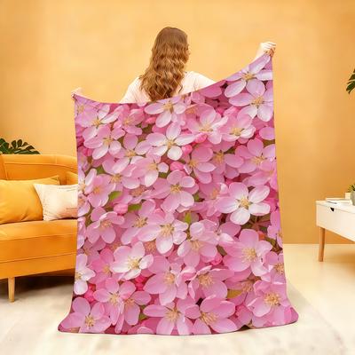 Refreshing Summer Flower Blanket Soft Throw Blanket for Home Bedroom Bed Sofa Picnic Travel Office Rest Cover Blanket Gift
