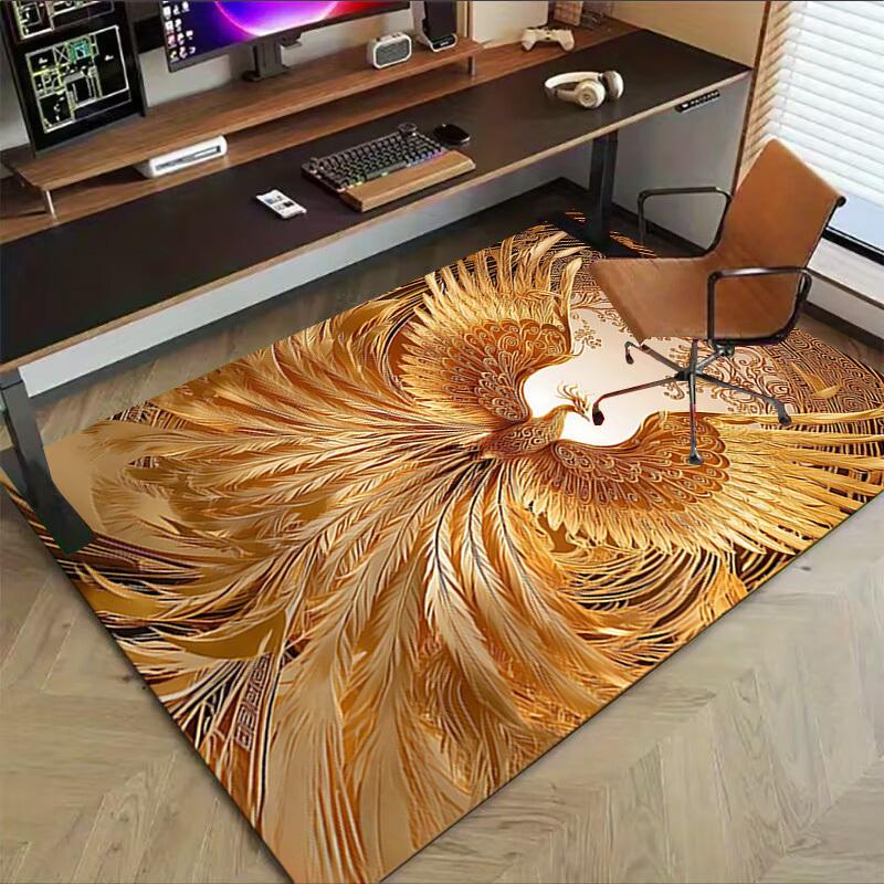 1PC Phoenix Feather Extra Large Non Slip Floor carpet, Office, family, Studio Large Area Rug Indoor Rugs, Bold Statement Piece