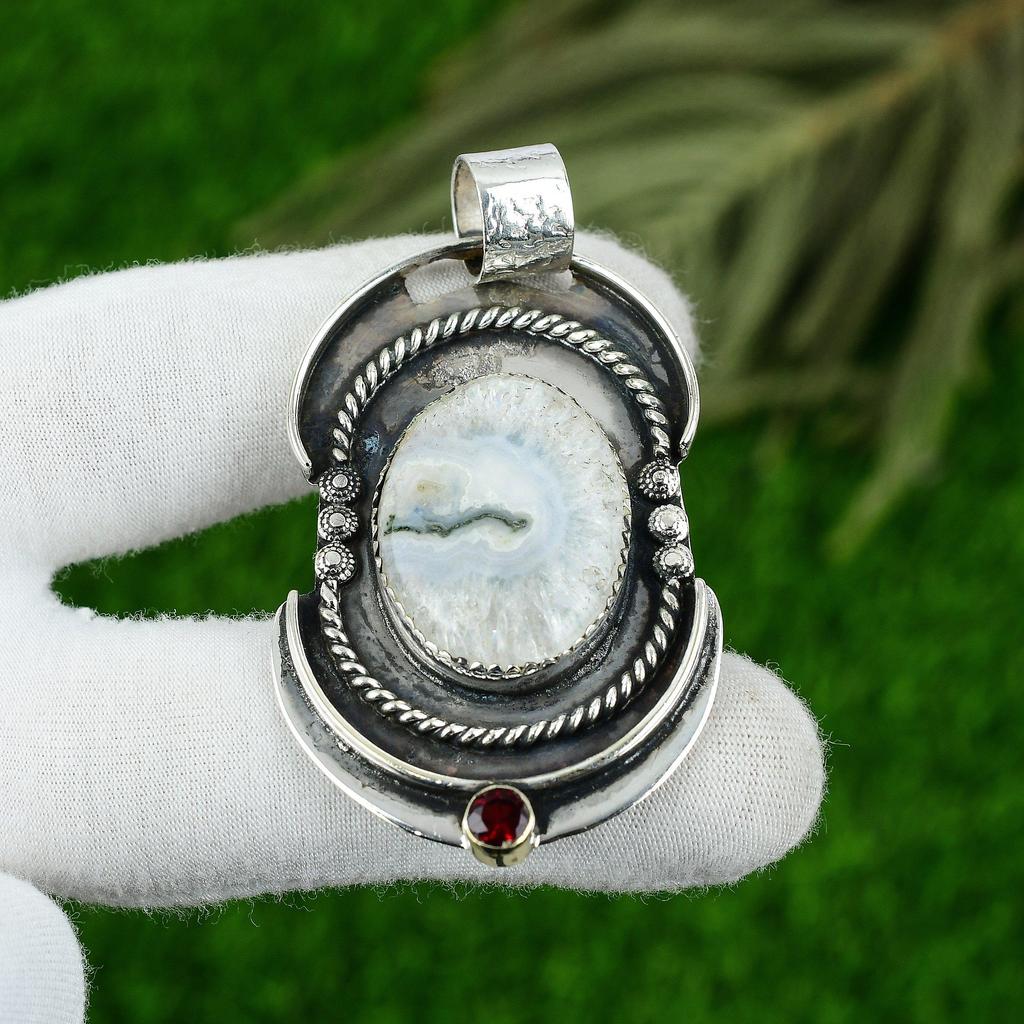 Gift For Women Pendant 925 Sterling Silver Natural Solar Moss Opal Gemstone