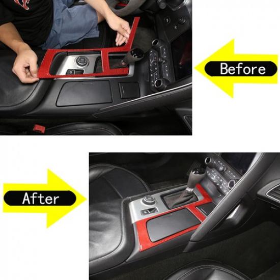 For Corvette C7 2014- Car Central Gear Frame Trim Red Carbon Decorative Kits