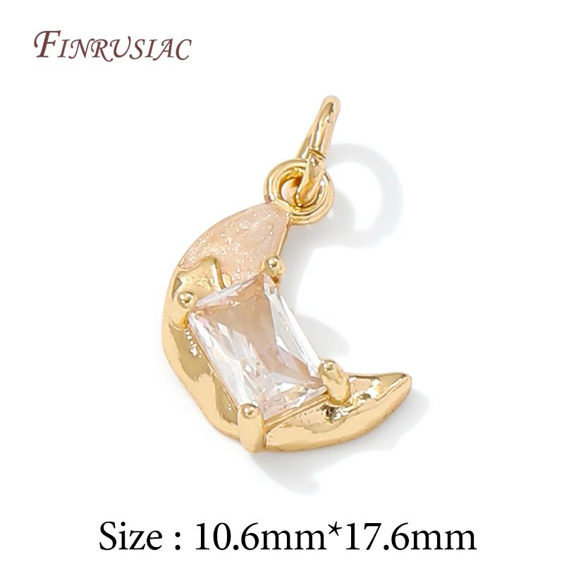 14K Gold Plated Enamel Charms with CZ Crystal,Heart Moon Pendant For DIY Jewelry Making,DIY Bracelet Necklace Earring Supplies