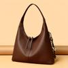 Women's Elegant Large Capacity Tote Handbag Leather Hobo Bag with Decorative Metal Chain for Women Minimalist Shoulder Bag