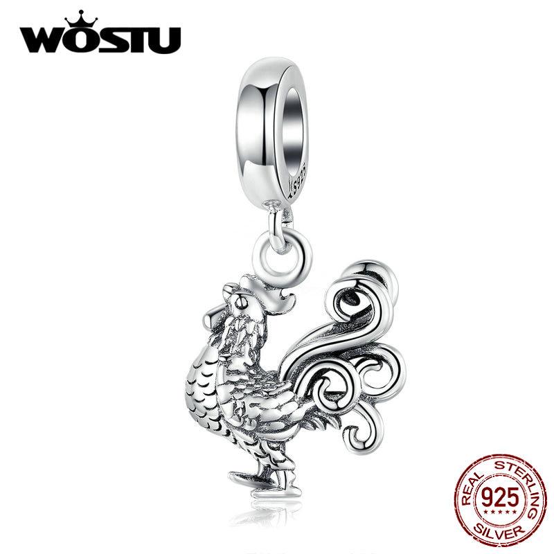 

WOSTU модные бусины с изображением петуха из стерлингового серебра 925 пробы, подвески в виде животных, оригинальный кулон для женщин, ювелирные изделия Pendant