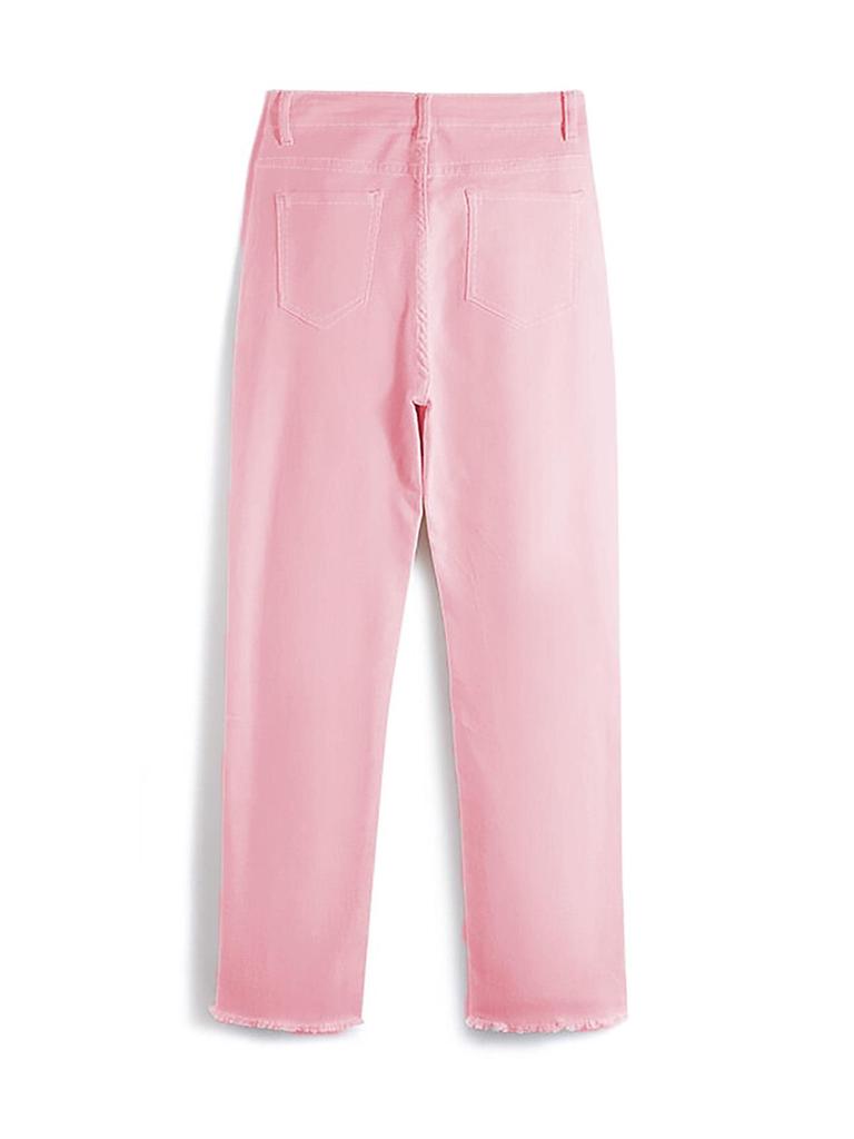 In-stock Women's Mid-Rise Pink Straight-Leg Jeans