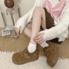 Women's Lightweight Thick Sole Winter Insulated Fur One Snow Boots Anti-slip Cushioning Wear-resistant Casual Sports Cotton Boots Hairy Leather Shoes