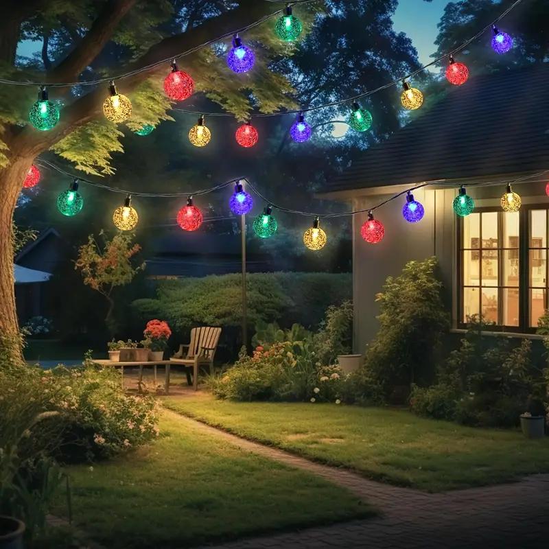 7M 50 LED 8 Modes Solar Crystal Ball String Light Outdoor Waterproof Solar Patio Light Garden Party Decor Solar String Light