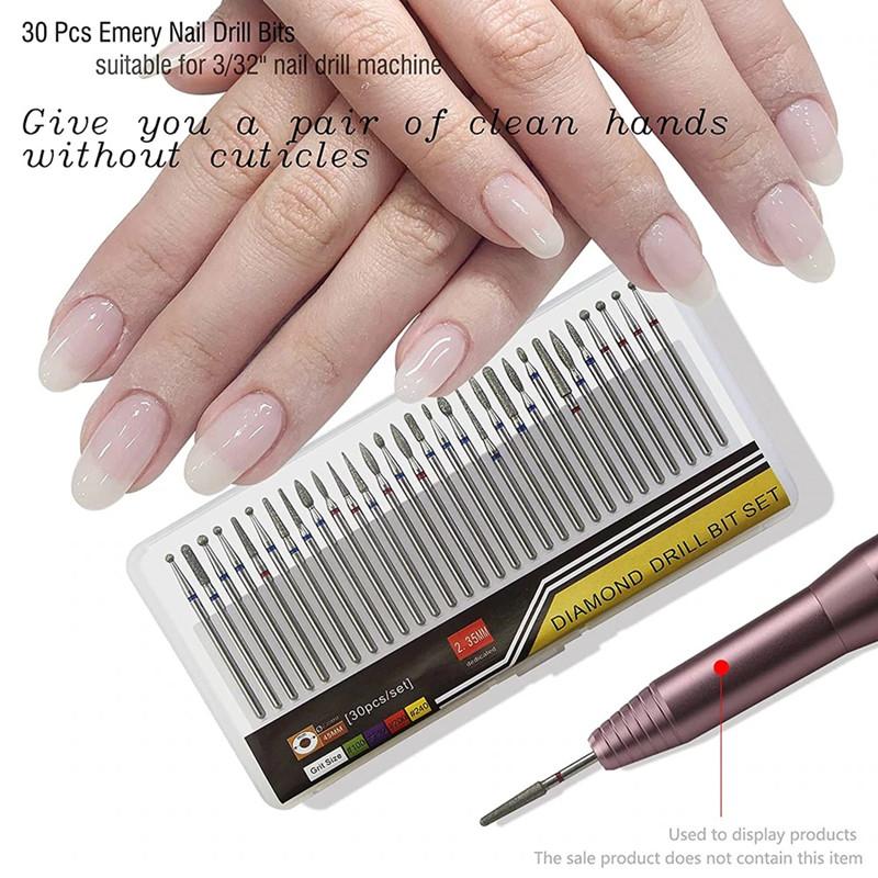30pc Diamond Nail Drill Bits Set Milling Cutter Rotary Burr Cutter Clean Files for Electric Manicure Machine Accessory