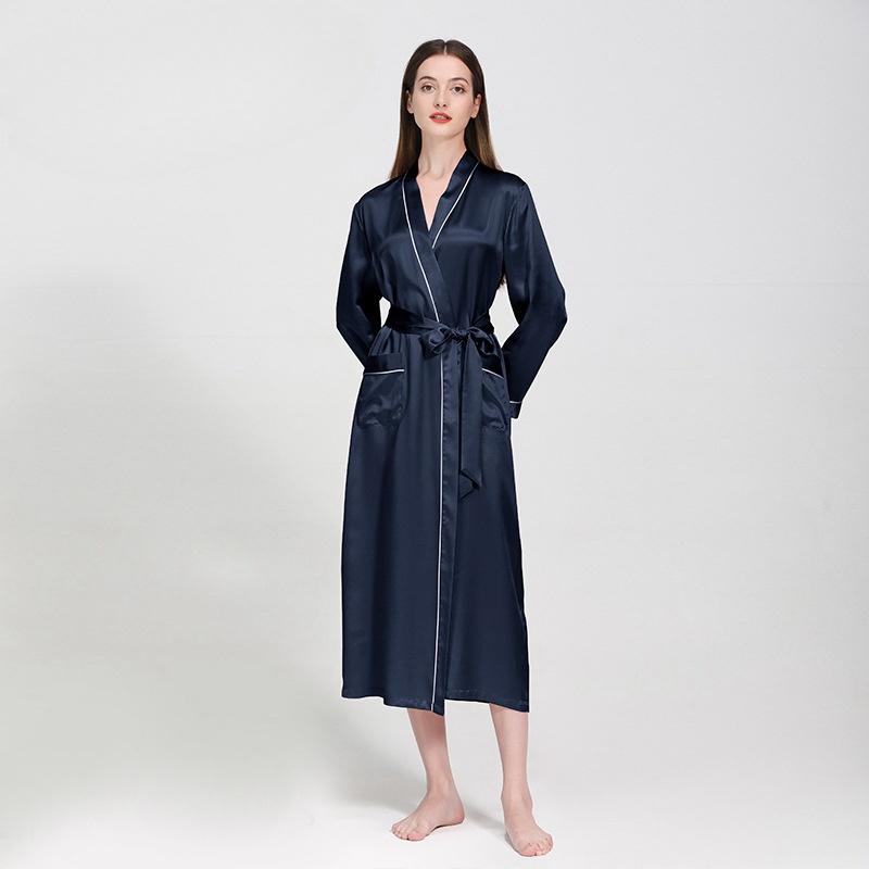 Mulberry Silk Long Wedding Bride Bridesmaid Robe Ladies Morning Dress Women Night Peniva Pure Silk Sexy Kimono Robe