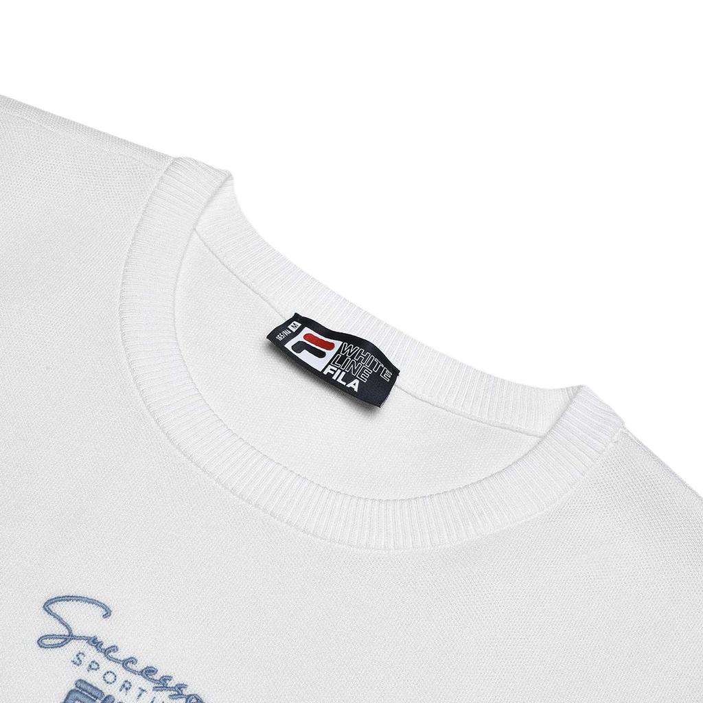 Fila Letter Print Round Neck Pullover Casual Embroidered Short Sleeve T-Shirt Women T-Shirts Cloud-White F11W338404F-WT