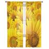 Sunflower Blossoms Yellow Flower Tulle Sheer Window Curtains for Living Room Kitchen Children Bedroom Voile Hanging Curtain