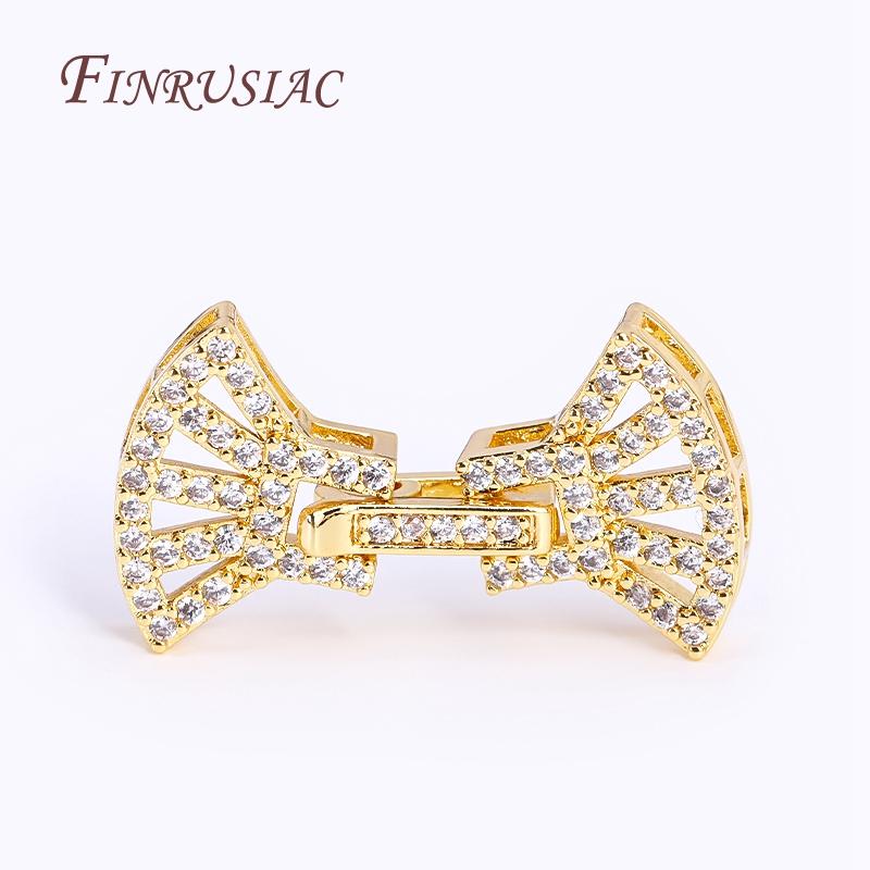 18K Gold Plated Eingelegte Zirkon Verschluss Elemente Schlossverschlüsse,Handgefertigte Dekorative Verbinder Verschluss Perlen Verschlüsse Zubehör