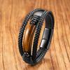European and American Geometric Tiger's Eye Stone Bracelet Men's Multi-layer Leather Rope Bracelet Stone Bracelet Magnet Buckle Bracelet Women 2026