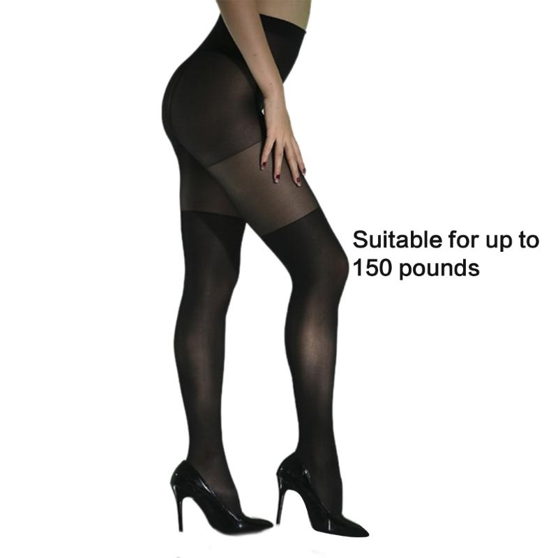 Elegant Over The Knee Black Tights for Women with Shaping Effect Mock Thigh High Look Pantyhose for Dresses or Skirts