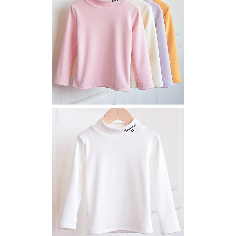 Unisex Kids Thickened Half Turtleneck Long Sleeve Warm Winter Base Shirt