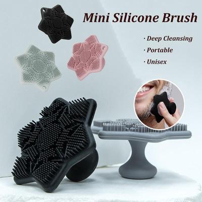 1pc Mini Soft Silicone Exfoliating Brush Cleanser Manual Body Cleansing Facial Care Portable Scrubber Shower Silicone Bath Brush