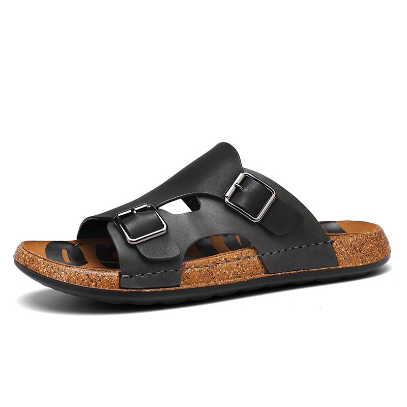 

Fashion Fashion Casual Leather Slippers for Men s Retro Summer Half Drag Classic Casual Beach Sandals Quick Dry Wading Aqua Simple Shoes 39 серый