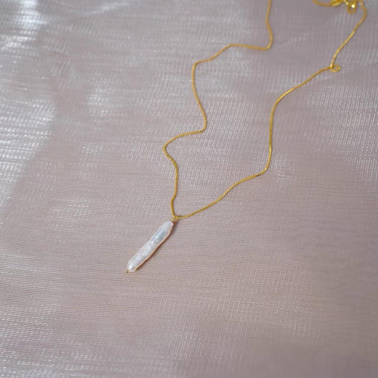 

Изысканная серебряная цепочка на ключицу, зубочистка, нерегулярное ожерелье из натурального жемчуга в стиле барокко, серебряные украшения 925 пробы, цепочка на шею в минималистском стиле 40CM