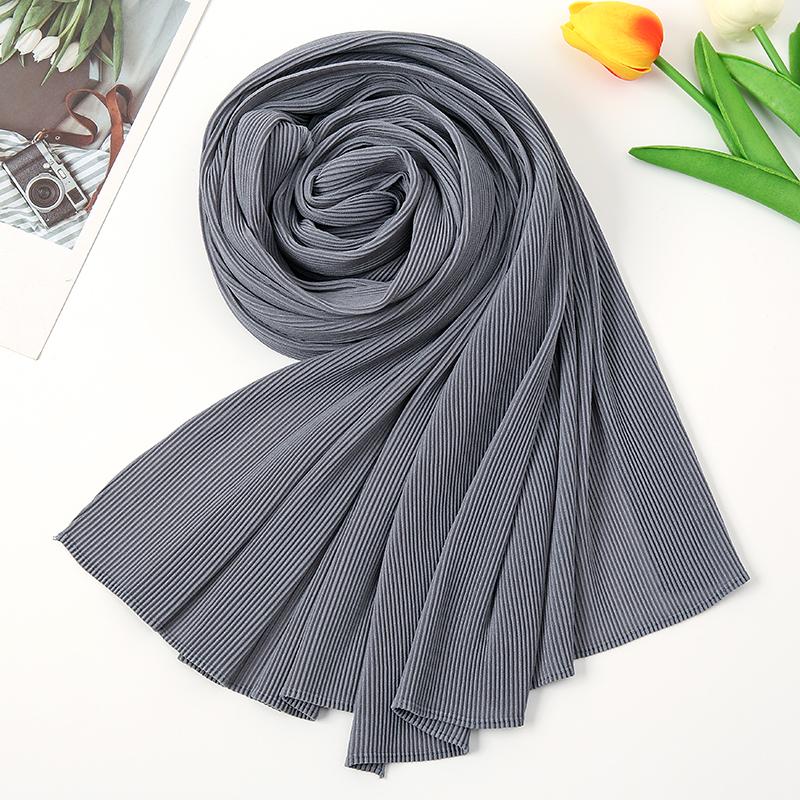 Newest Pleated Bubble Chiffon Instant Hijabs Plain Crinkle Shawls Scarf Lady High Quality Soft Thick Muslim Wraps 180*85Cm