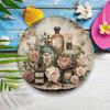 Vintage Round Metal Wall Art Floral Plaque Home Decor 7.87 Inch