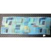 Used Leilian stole, blue, check pattern, large stole, light blue, cotton/linen
