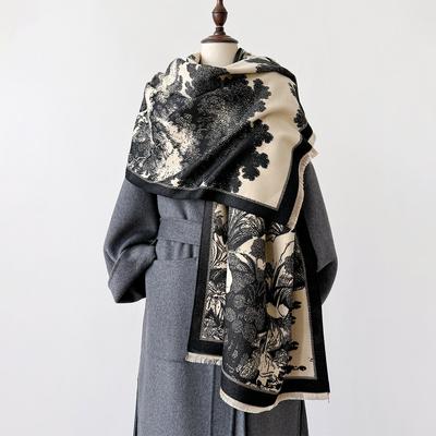 Poncho bufanda mujer invierno cachemir manta gruesa cálida mujer bufanda marca de lujo estampado pashmina estolas poncho